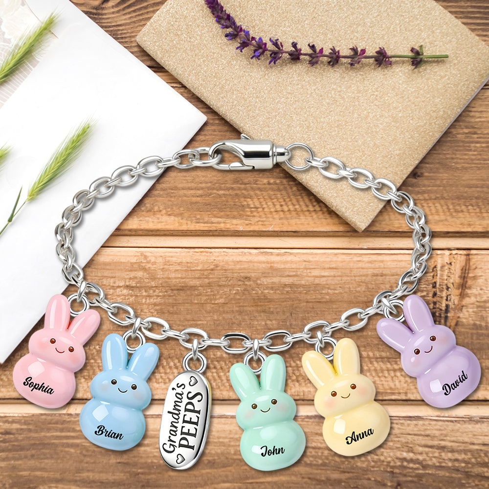 Bracelet personnalisé « Grandma's Peeps » avec breloques