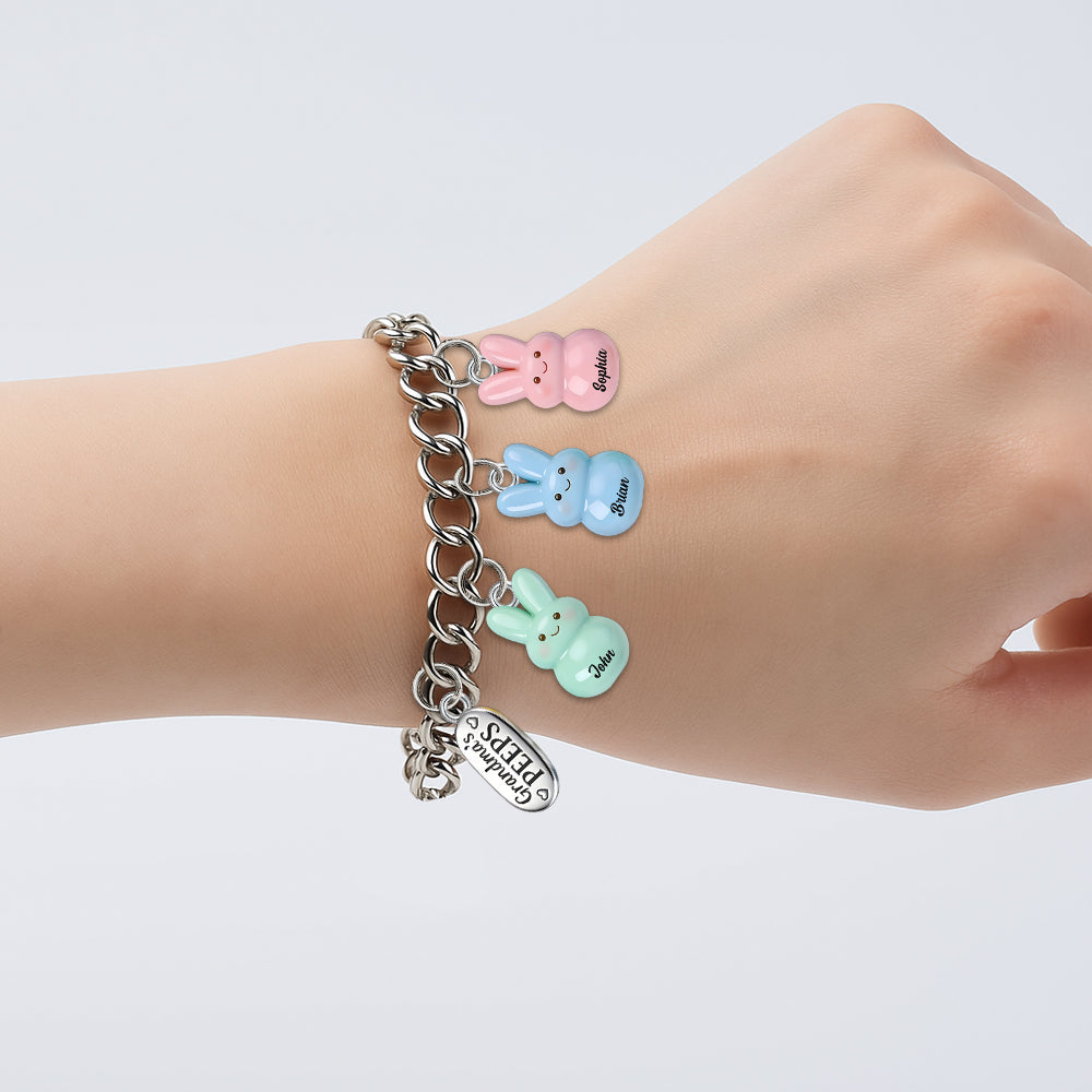 Bracelet personnalisé « Grandma's Peeps » avec breloques