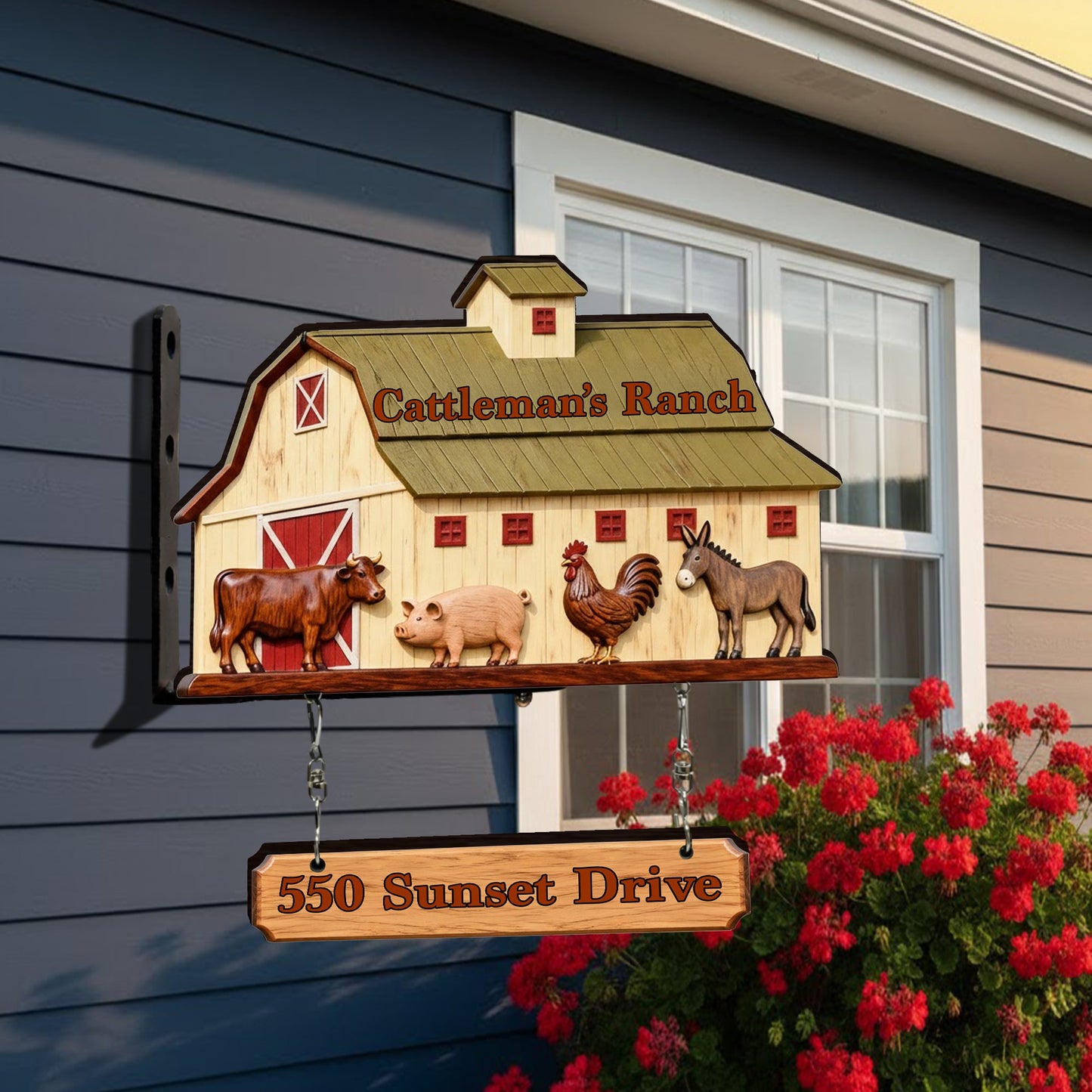 La vie à la ferme - Panneau mural en bois personnalisé pour agriculteur