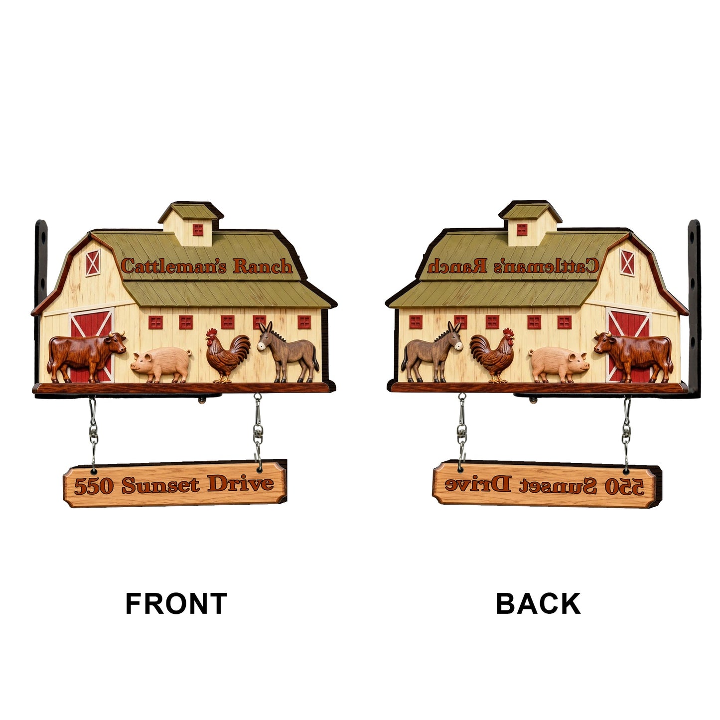 La vie à la ferme - Panneau mural en bois personnalisé pour agriculteur