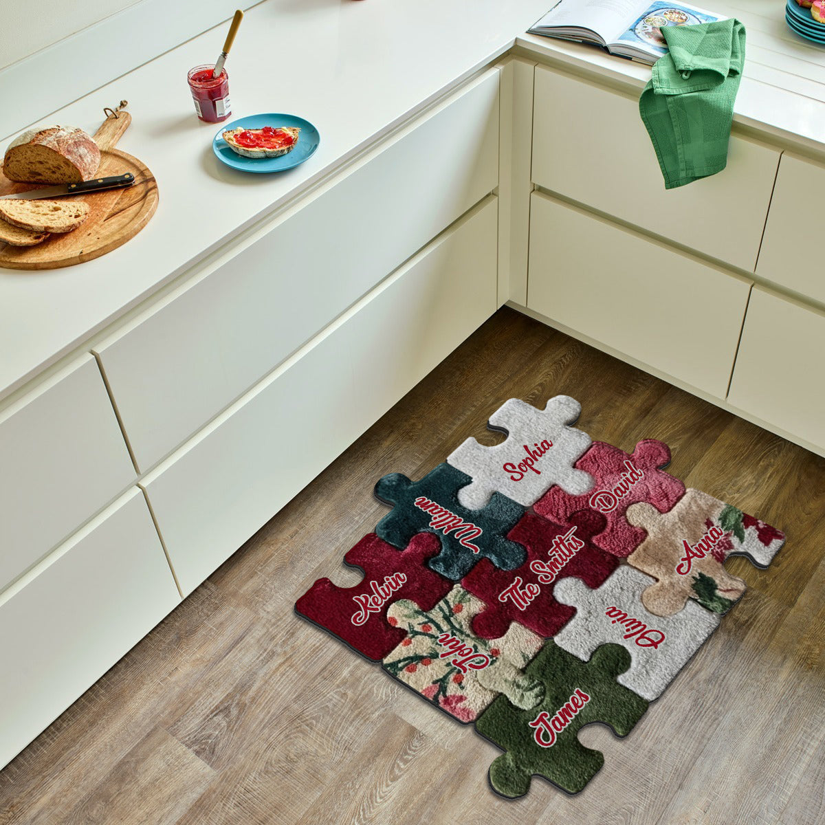 Joyeux Noël - Tapis touffeté antidérapant personnalisé pour toute la famille