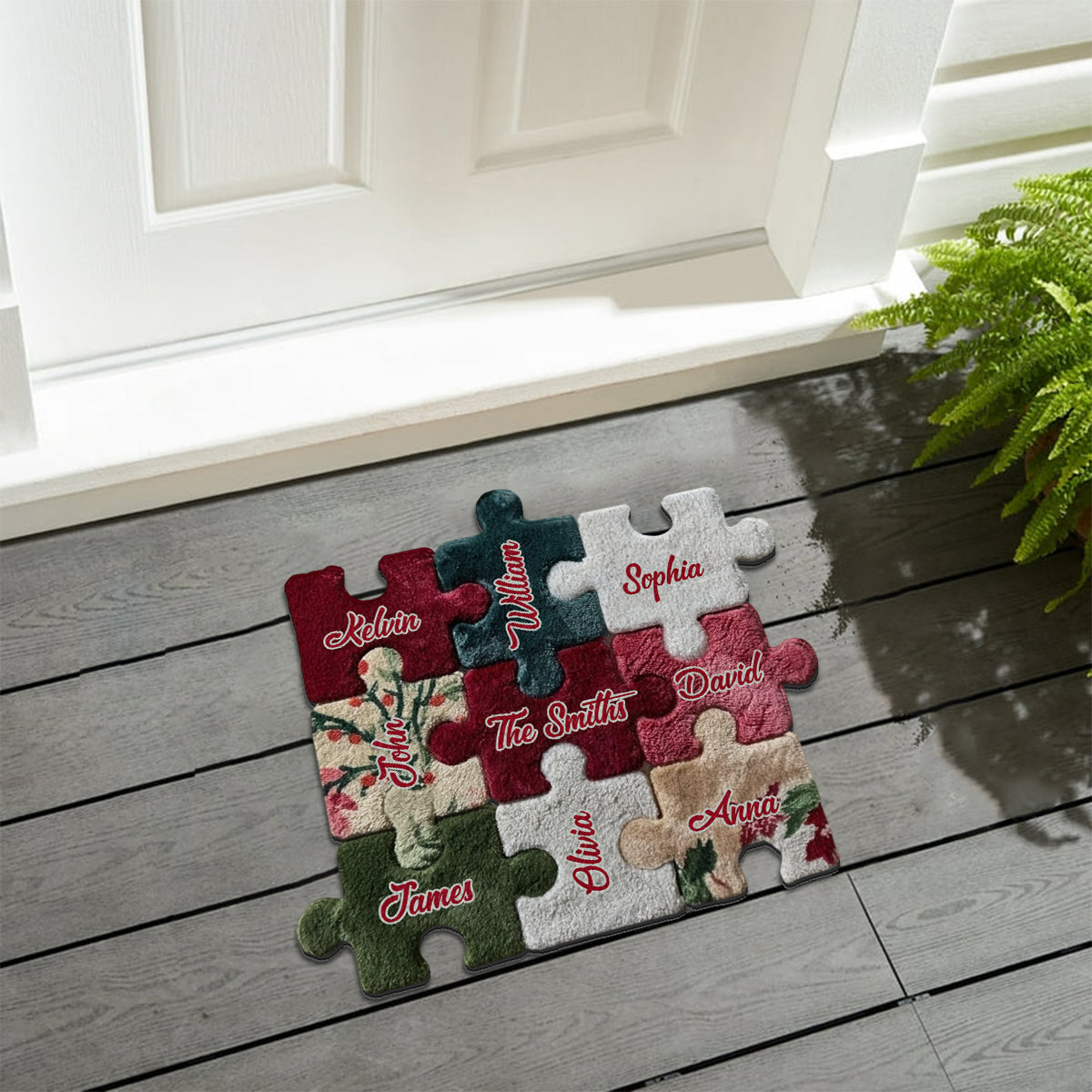 Joyeux Noël - Tapis touffeté antidérapant personnalisé pour toute la famille