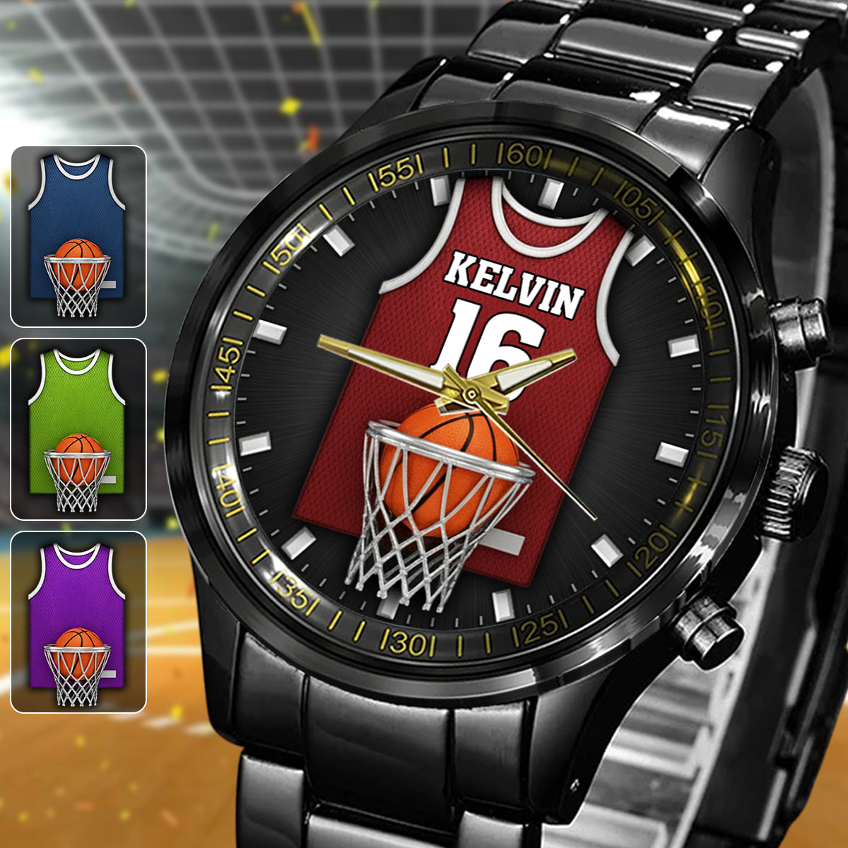 Montre-bracelet personnalisée « Amoureux du basketball »