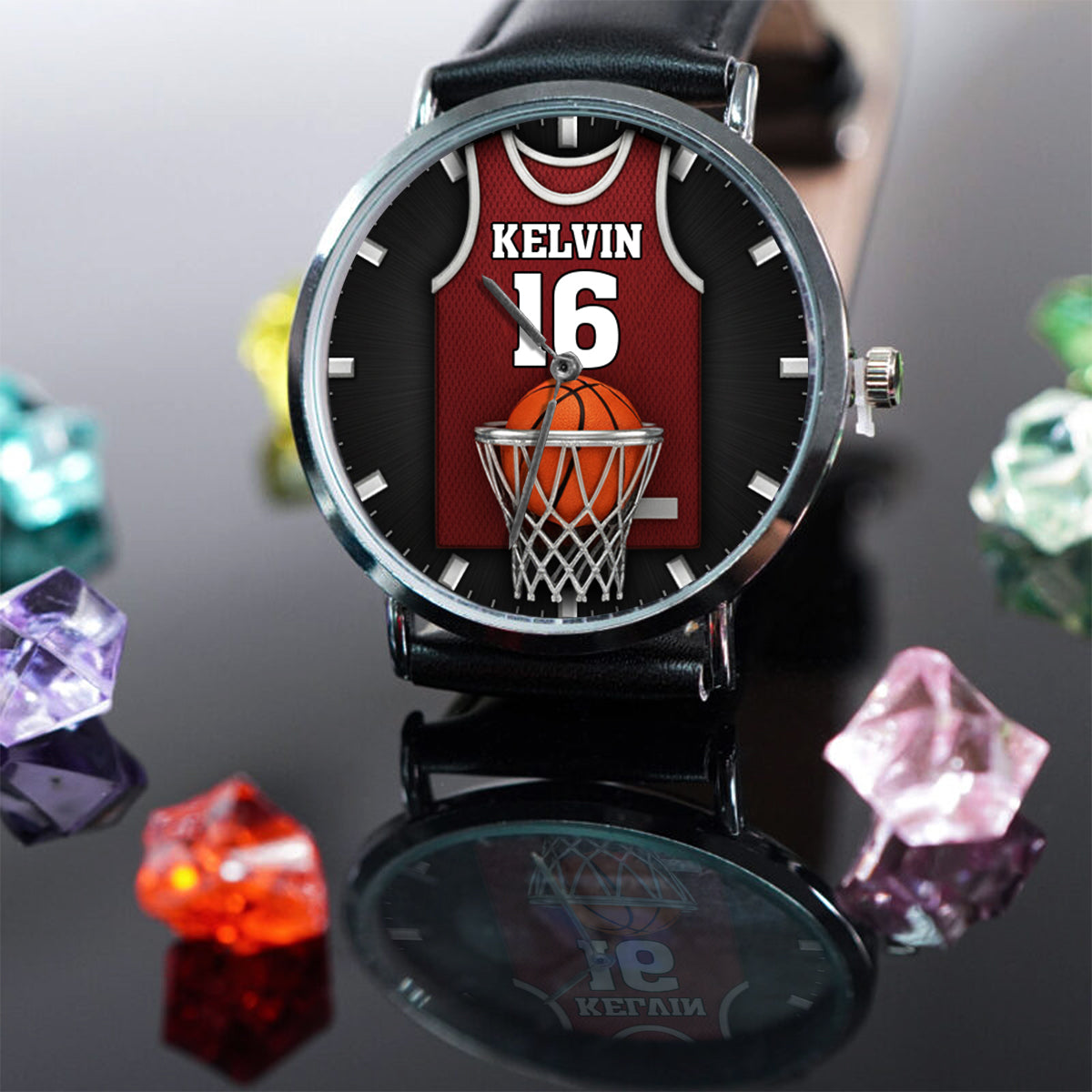 Montre-bracelet personnalisée « Amoureux du basketball »