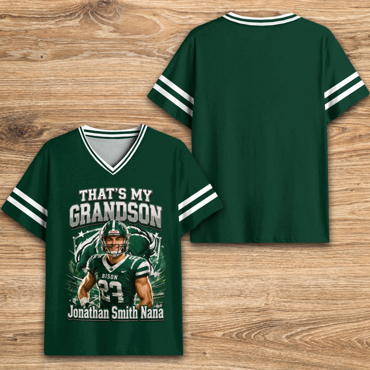 That's My Boy On The Field - Personalized Football Fully Printed V-Neck T-Shirt