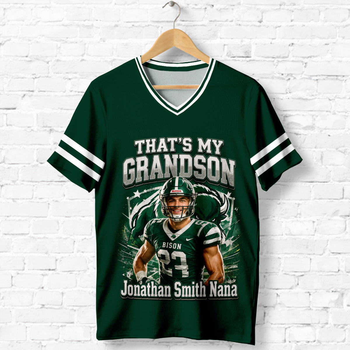 That's My Boy On The Field - Personalized Football Fully Printed V-Neck T-Shirt