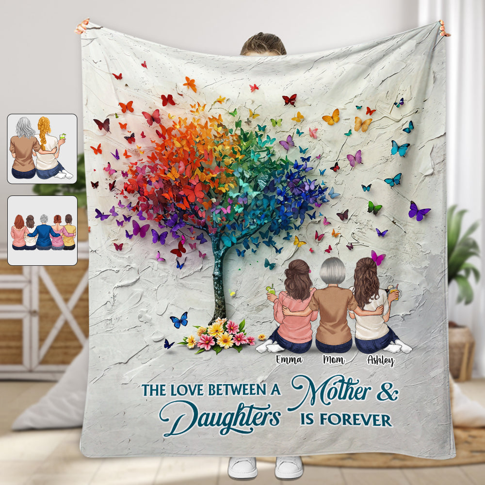 Mother And Daughter Forever Linked Together - Personalized Mother Blanket