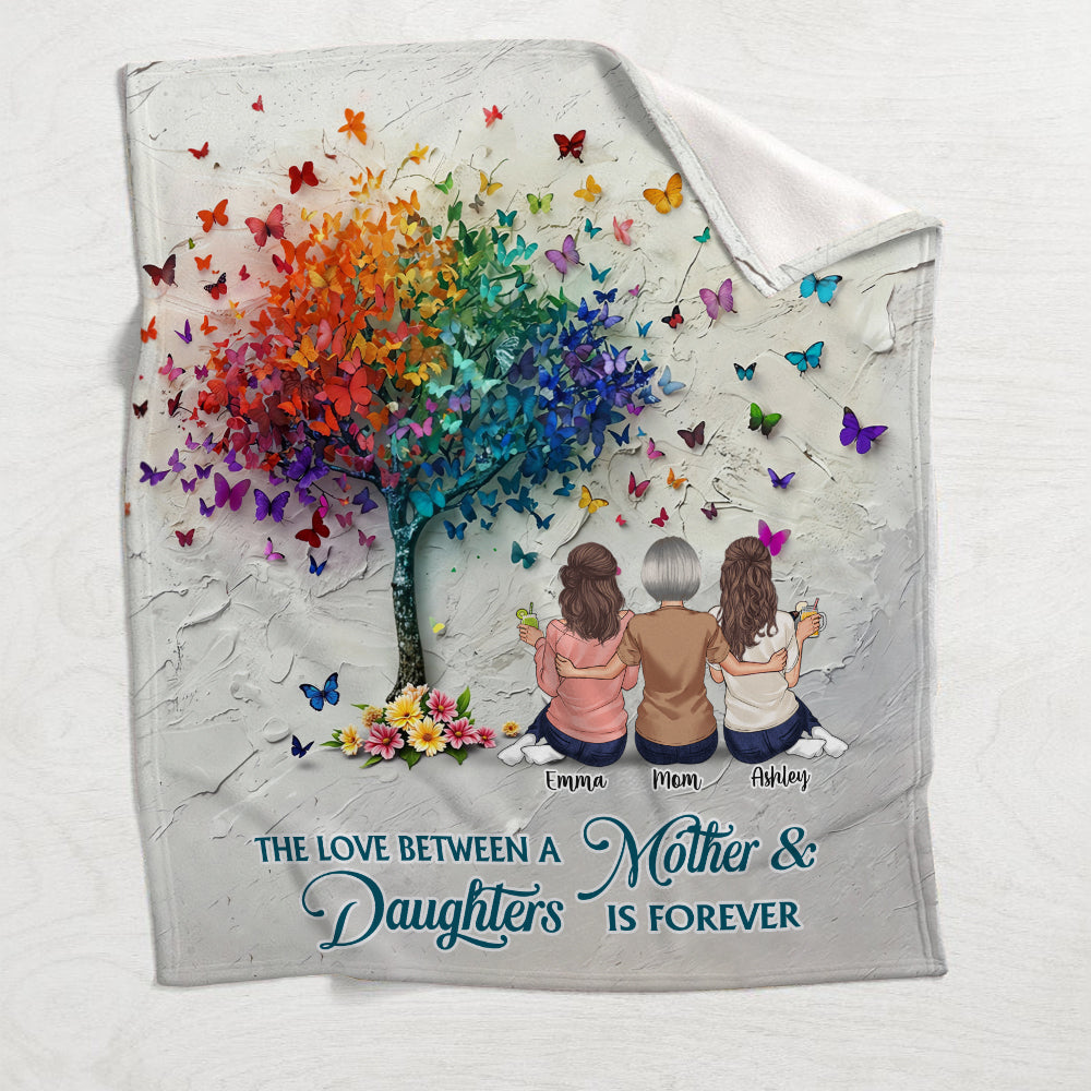 Mother And Daughter Forever Linked Together - Personalized Mother Blanket