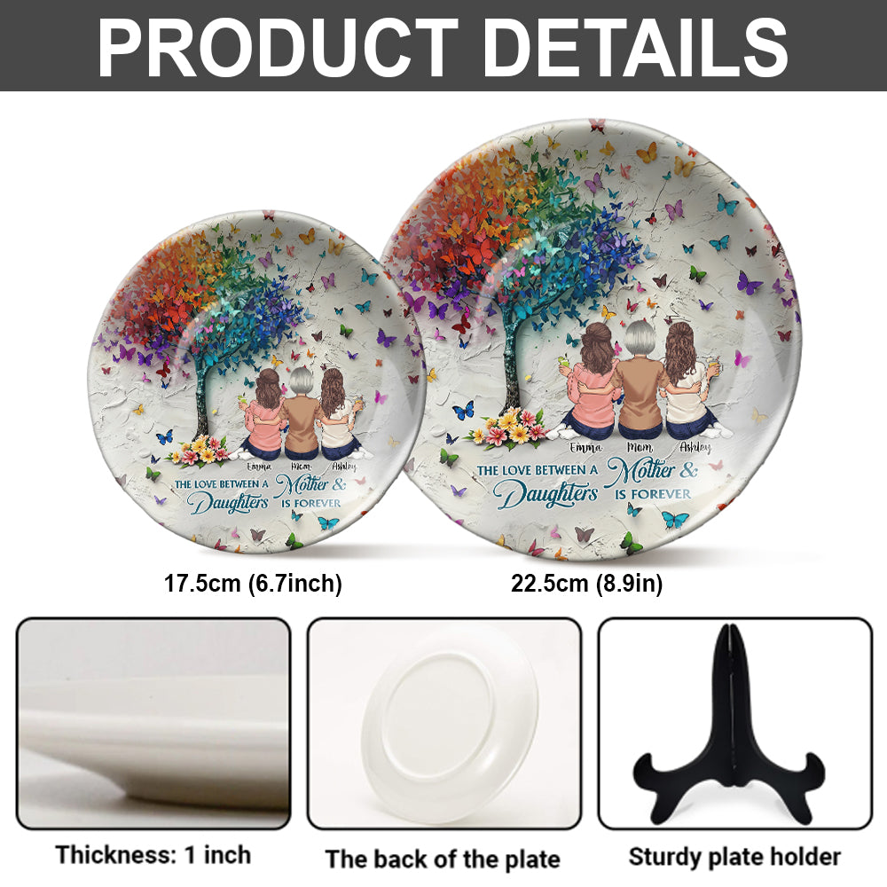 Mother And Daughter Forever Linked Together - Personalized Mother Ceramic Round Plate