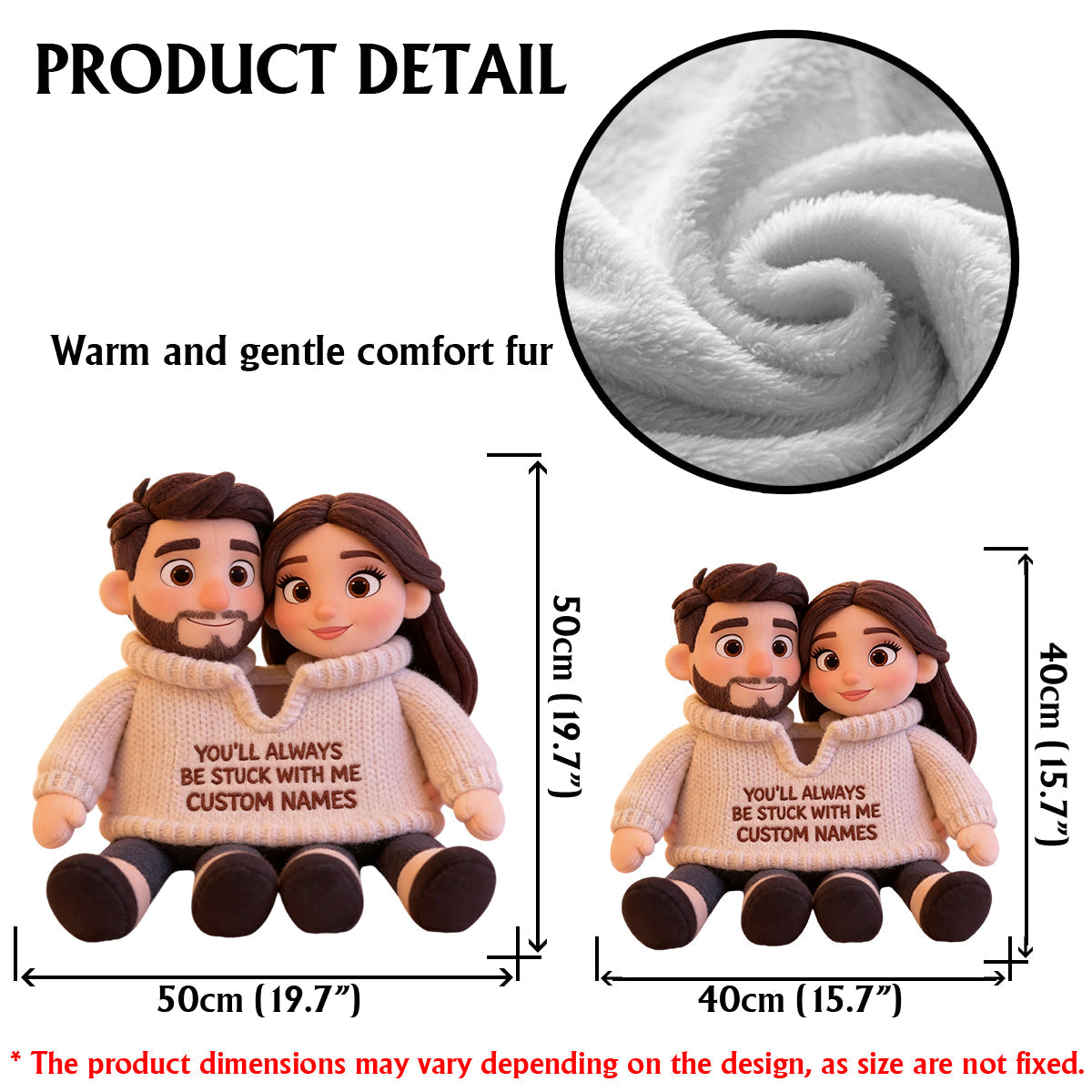 You Always Be Stuck With Me - Personalized Couple Faux Fur Shaped Pillow