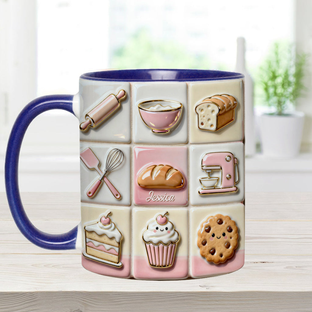 Mug rose personnalisé « Love Baking »