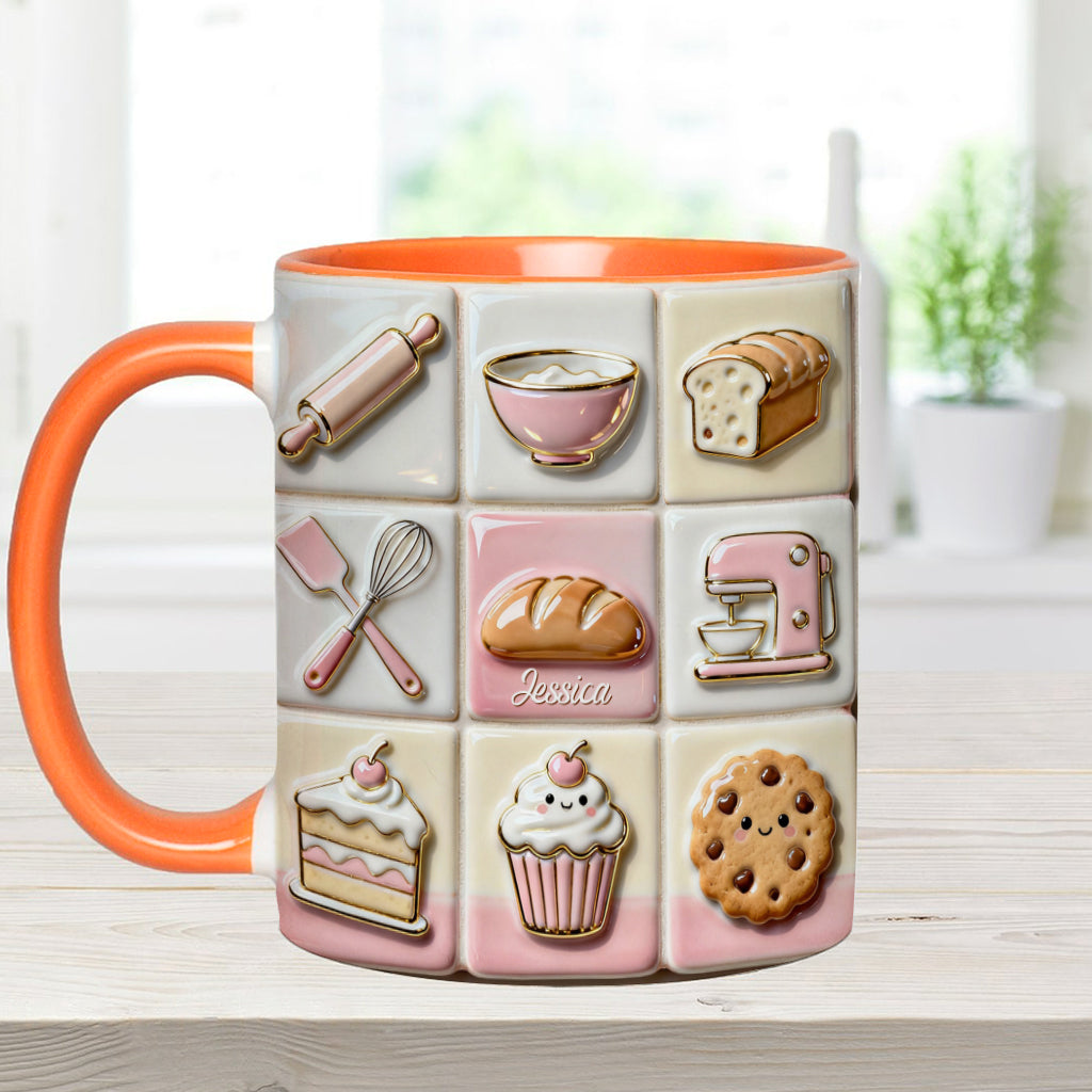 Mug rose personnalisé « Love Baking »