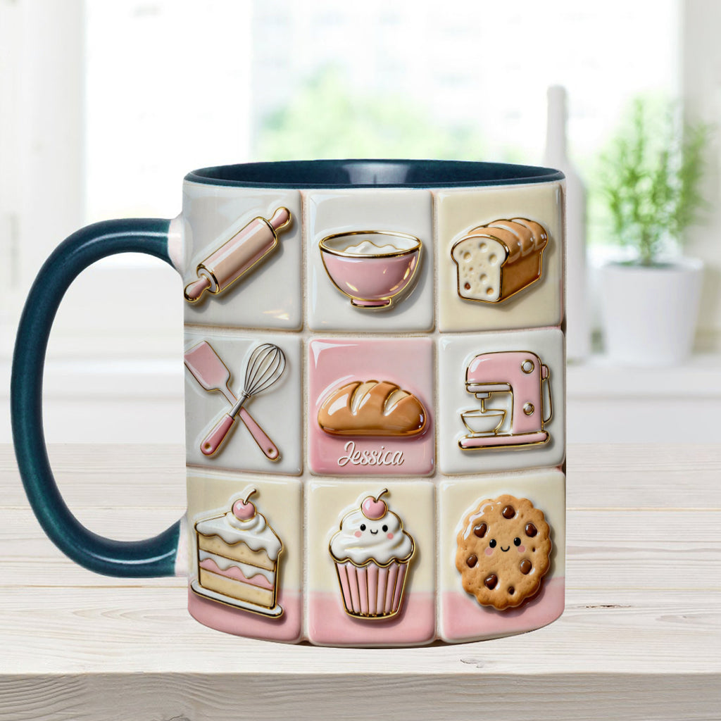 Mug rose personnalisé « Love Baking »