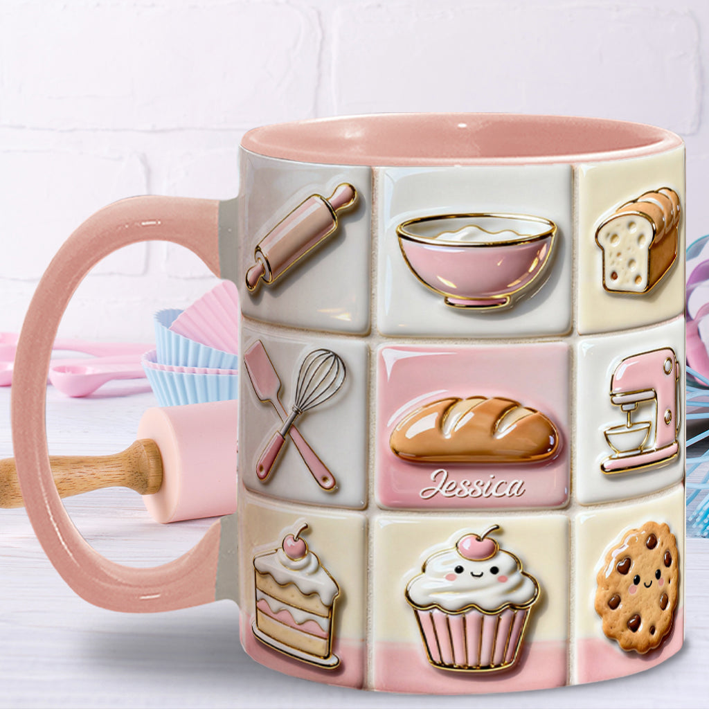 Mug rose personnalisé « Love Baking »
