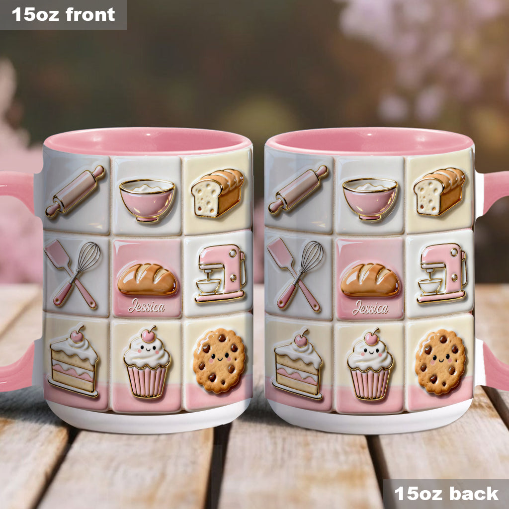 Mug rose personnalisé « Love Baking »