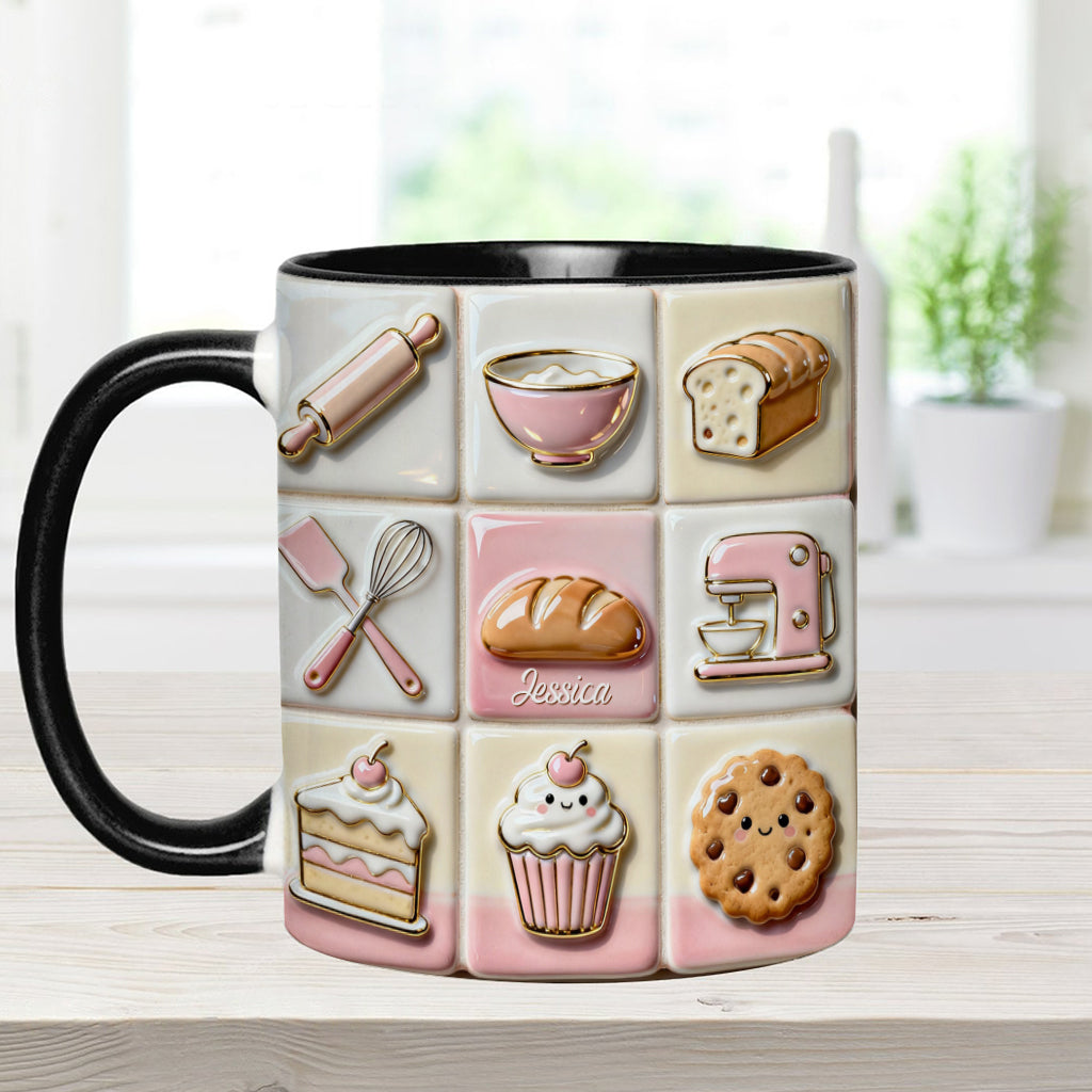Mug rose personnalisé « Love Baking »