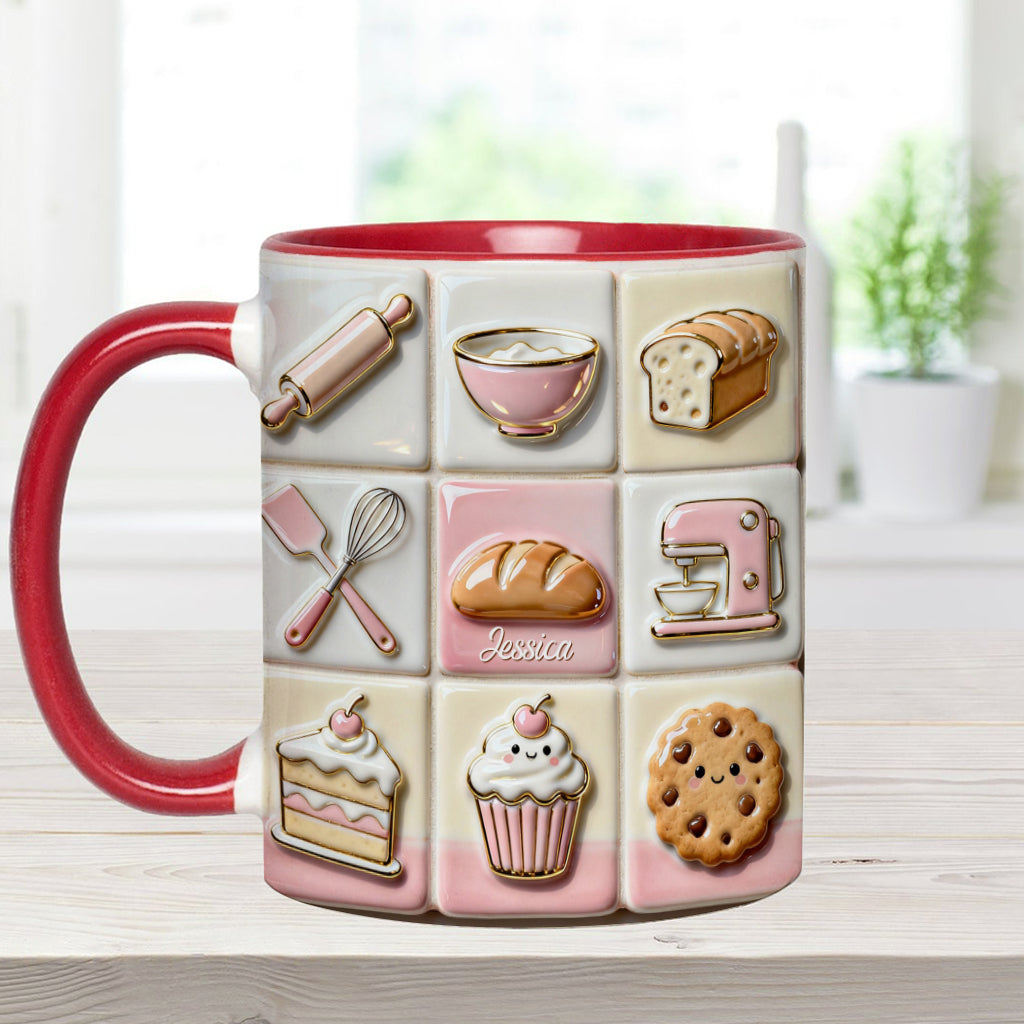 Mug rose personnalisé « Love Baking »