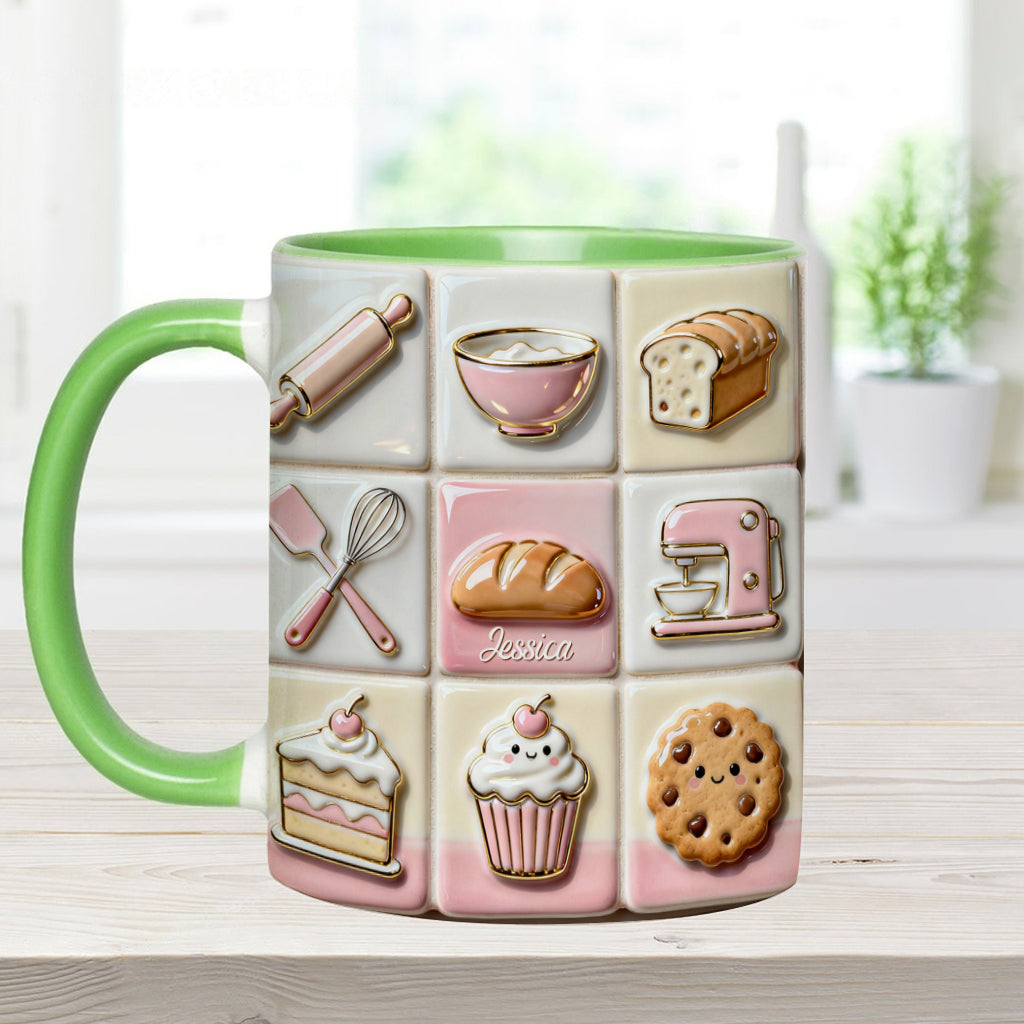 Mug rose personnalisé « Love Baking »