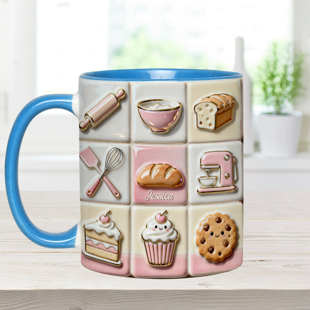Mug rose personnalisé « Love Baking »