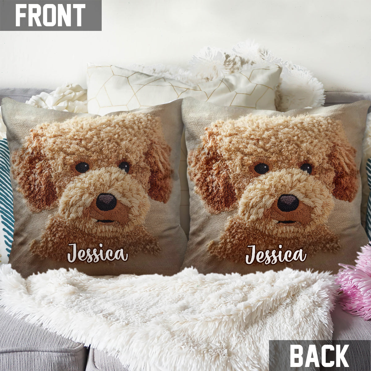 Poodle Lovers - Personalized Poodles Throw Pillow