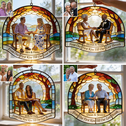 De notre premier baiser à notre dernier souffle - Attrape-soleil personnalisé pour couple, à suspendre à la fenêtre 