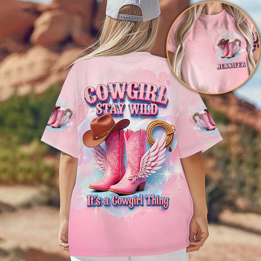 Cowgirl Stay Wild - Personalized Cowgirl All Over Shirt