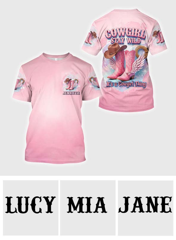 Cowgirl Stay Wild - Personalized Cowgirl All Over Shirt