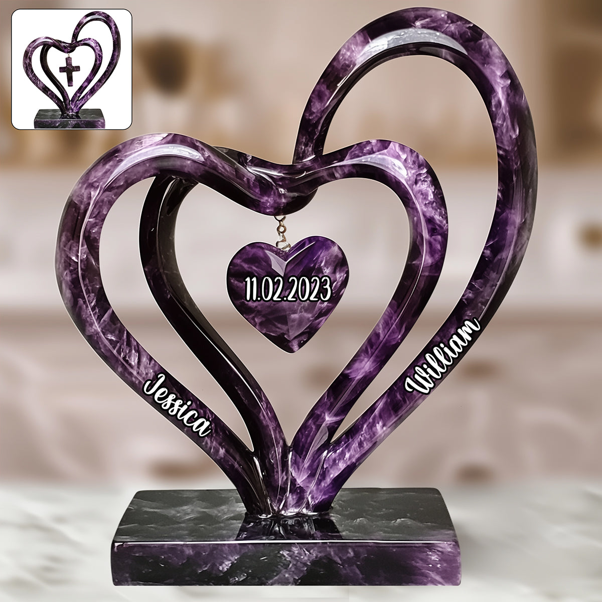 Amour éternel - Plaque acrylique personnalisée pour couple, en forme sur mesure
