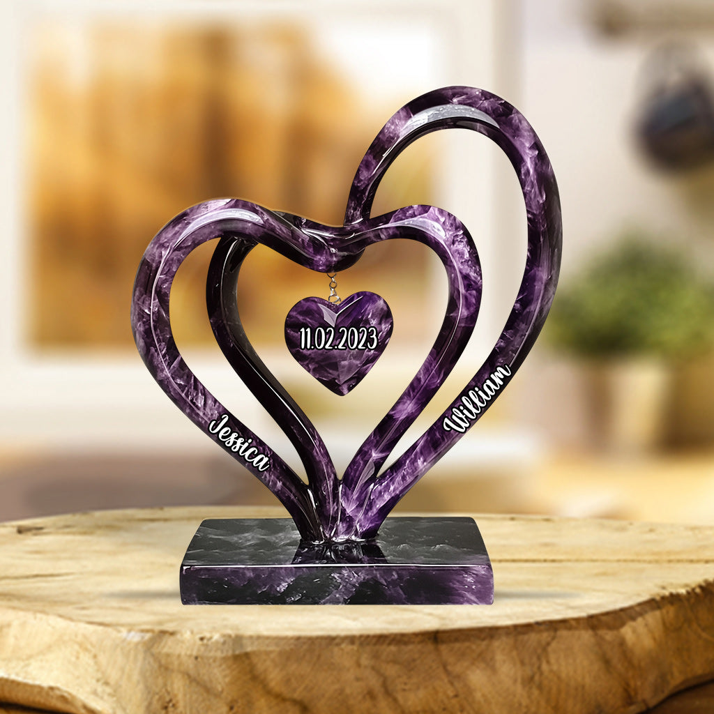 Amour éternel - Plaque acrylique personnalisée pour couple, en forme sur mesure