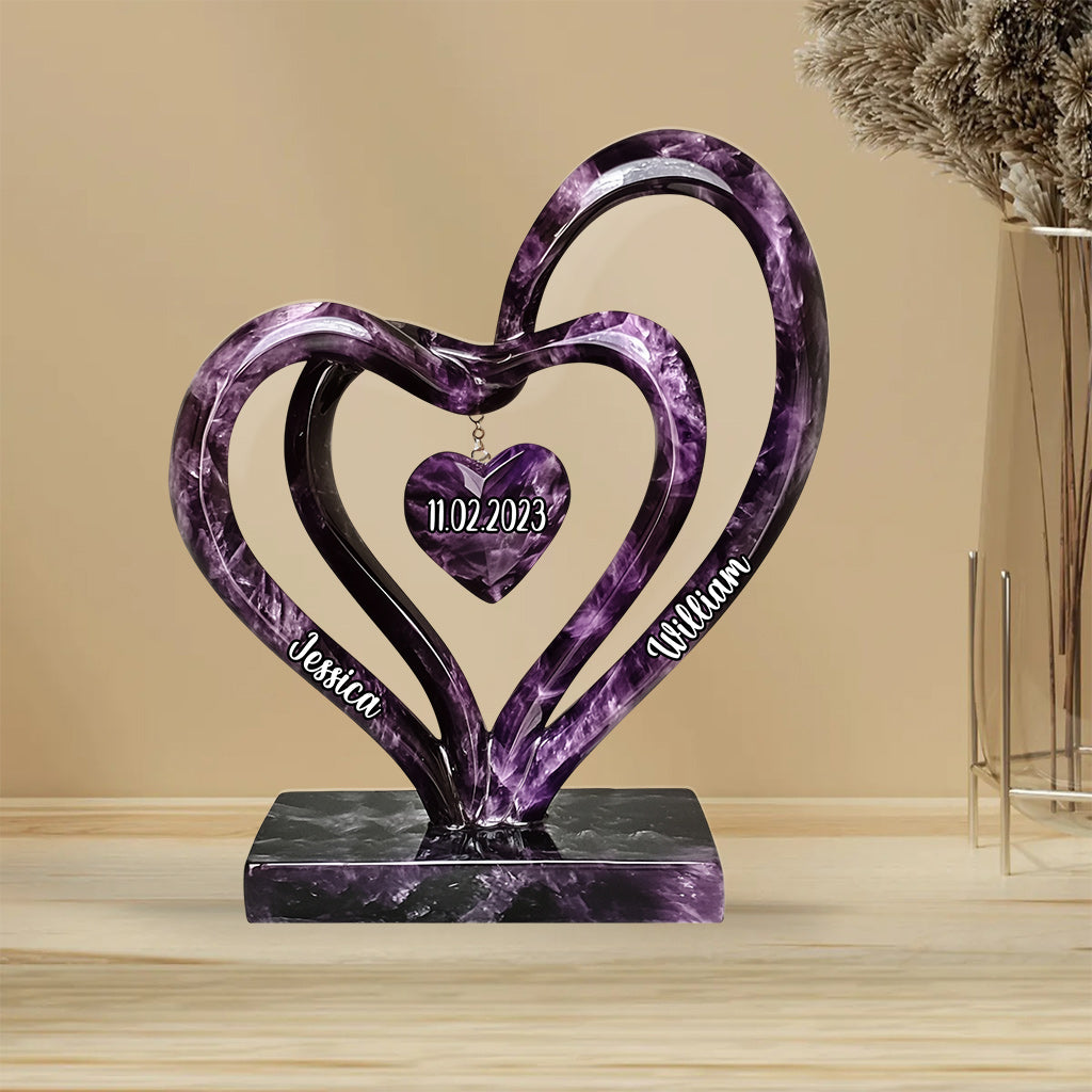 Amour éternel - Plaque acrylique personnalisée pour couple, en forme sur mesure