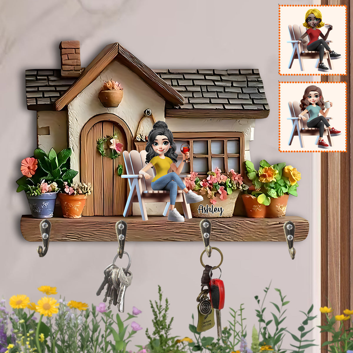 Bienvenue dans mon jardin ! Porte-clés de jardinage personnalisé en forme de pièce unique.