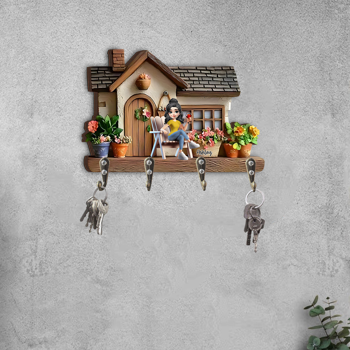 Bienvenue dans mon jardin ! Porte-clés de jardinage personnalisé en forme de pièce unique.