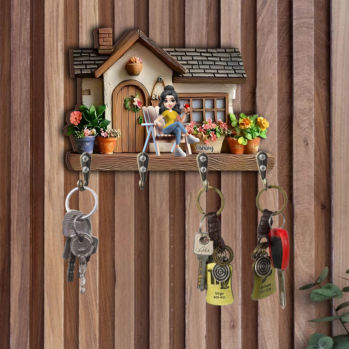 Bienvenue dans mon jardin ! Porte-clés de jardinage personnalisé en forme de pièce unique.