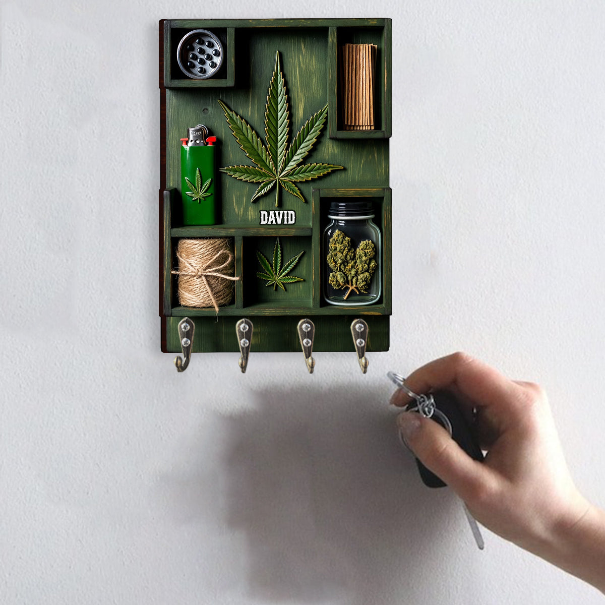 Magic Leaf - Support suspendu personnalisé pour cannabis, en forme de pièce.