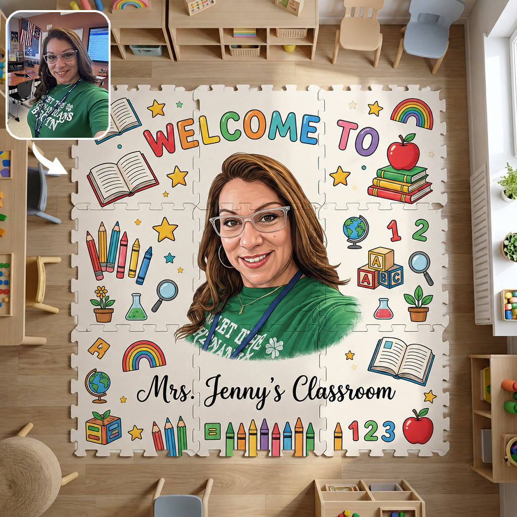 Bienvenue dans la salle de classe - Tapis puzzle en mousse personnalisé pour enseignants