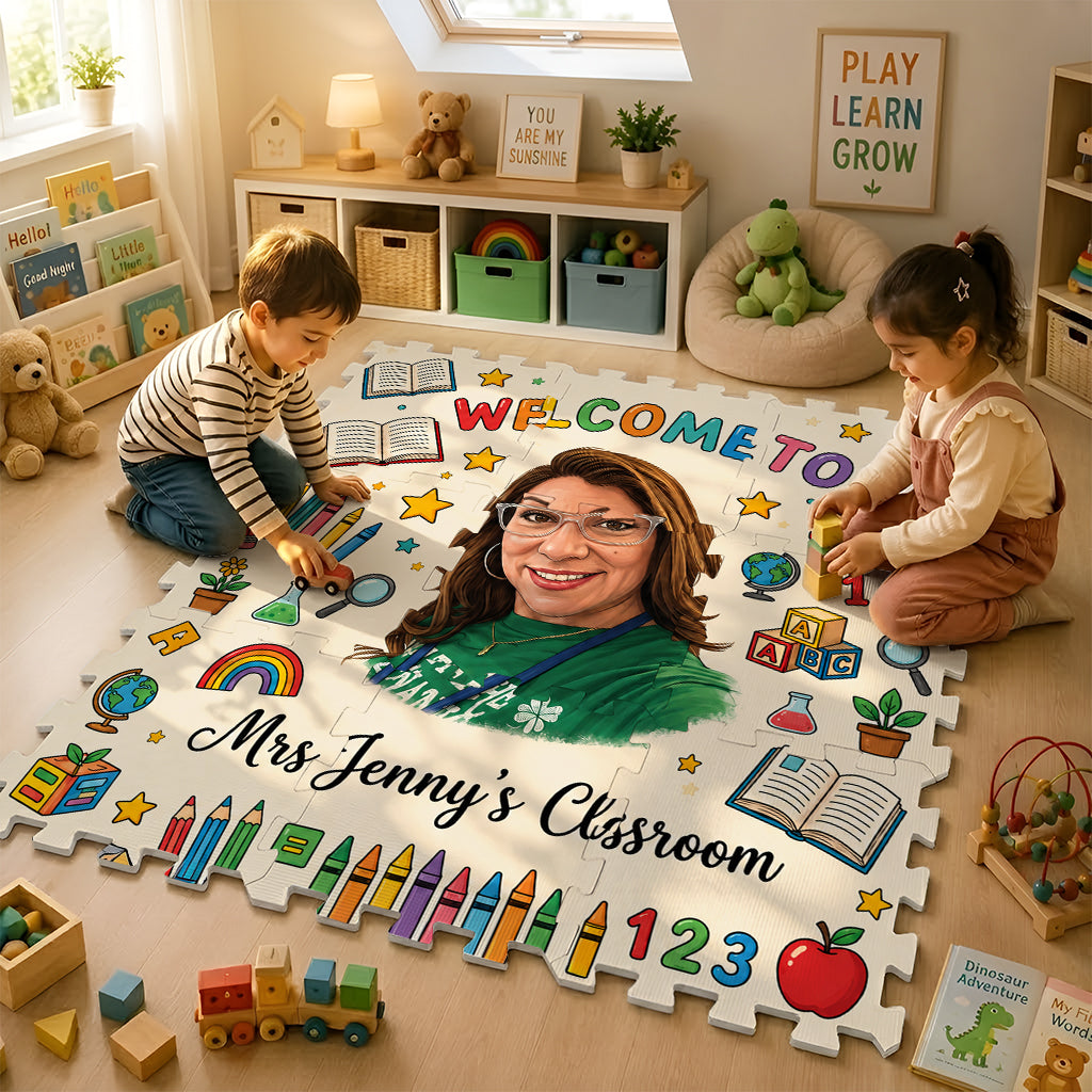 Bienvenue dans la salle de classe - Tapis puzzle en mousse personnalisé pour enseignants