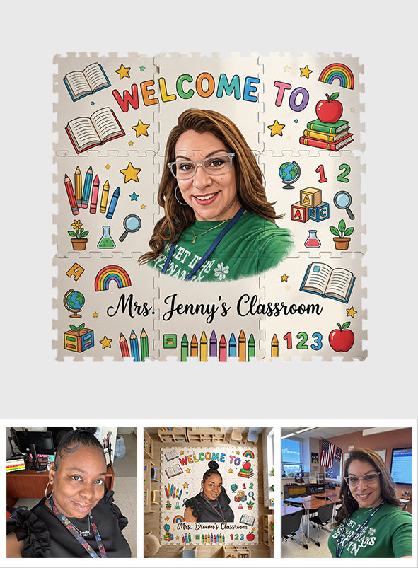 Bienvenue dans la salle de classe - Tapis puzzle en mousse personnalisé pour enseignants