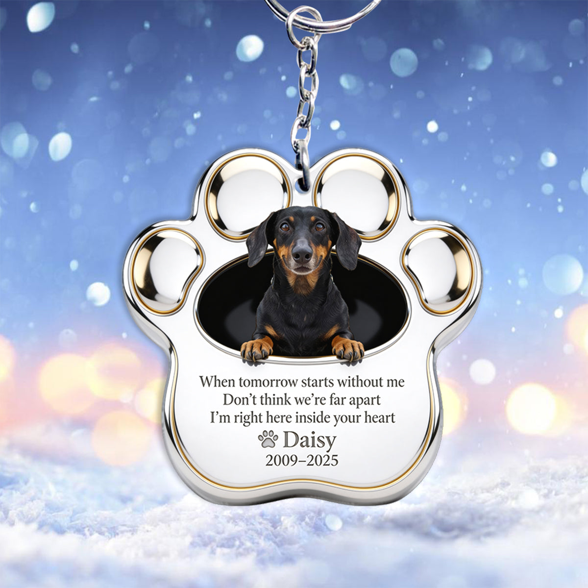 Porte-clés personnalisé Memorial Paw pour chien