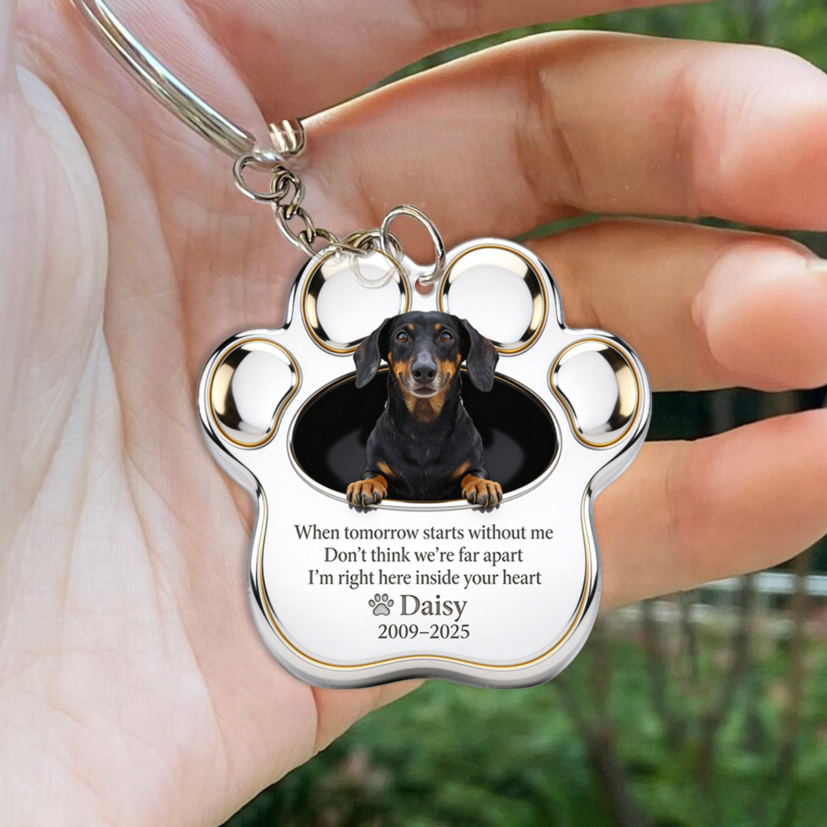 Porte-clés personnalisé Memorial Paw pour chien