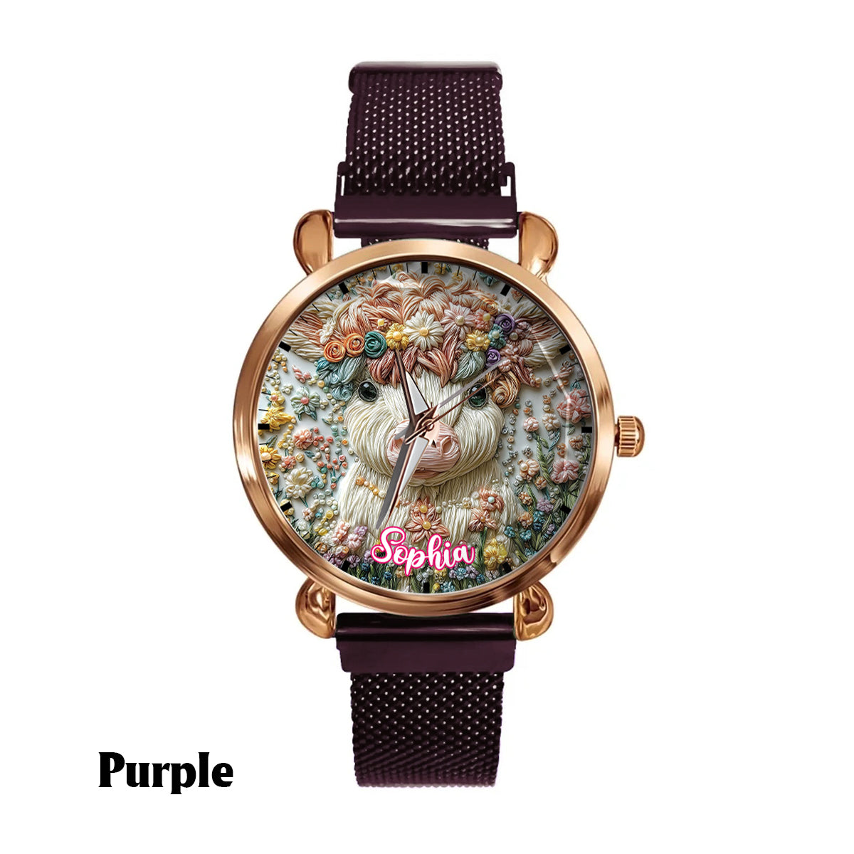 Belle vache des Highlands - Montre-bracelet personnalisée pour femme avec une vache des Highlands 