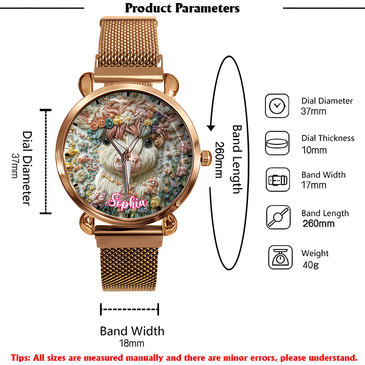 Belle vache des Highlands - Montre-bracelet personnalisée pour femme avec une vache des Highlands 
