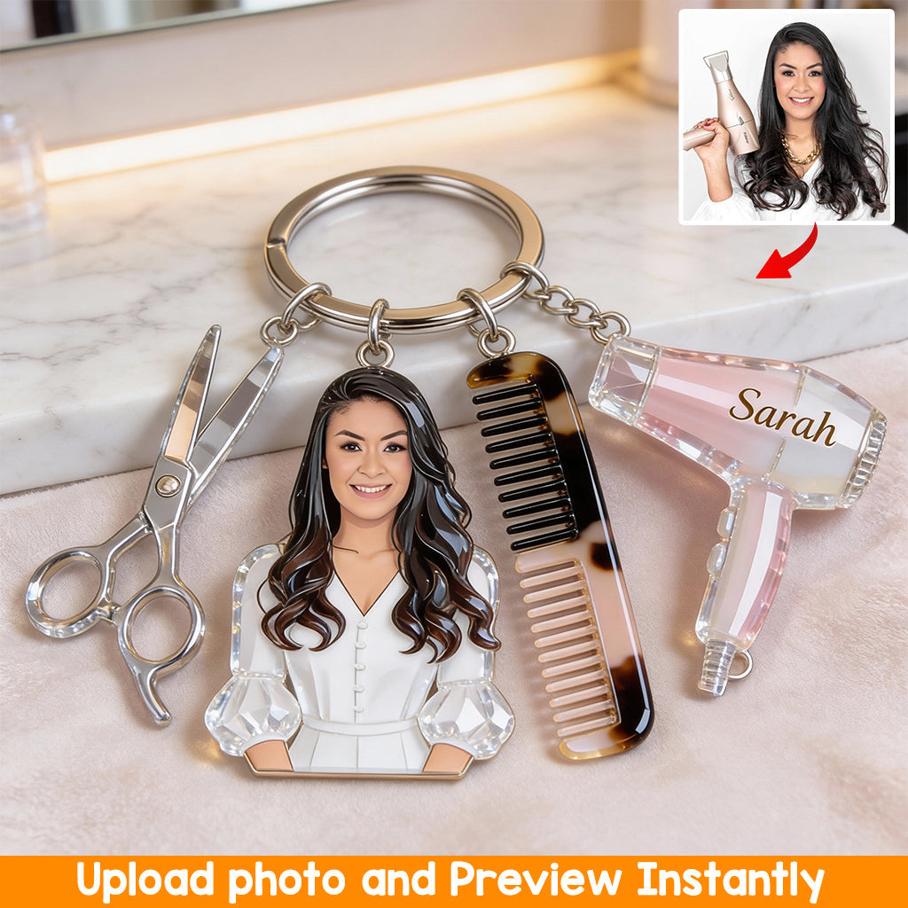 Proud Hairdresser - Personalized Hairdresser Keychain With Charms