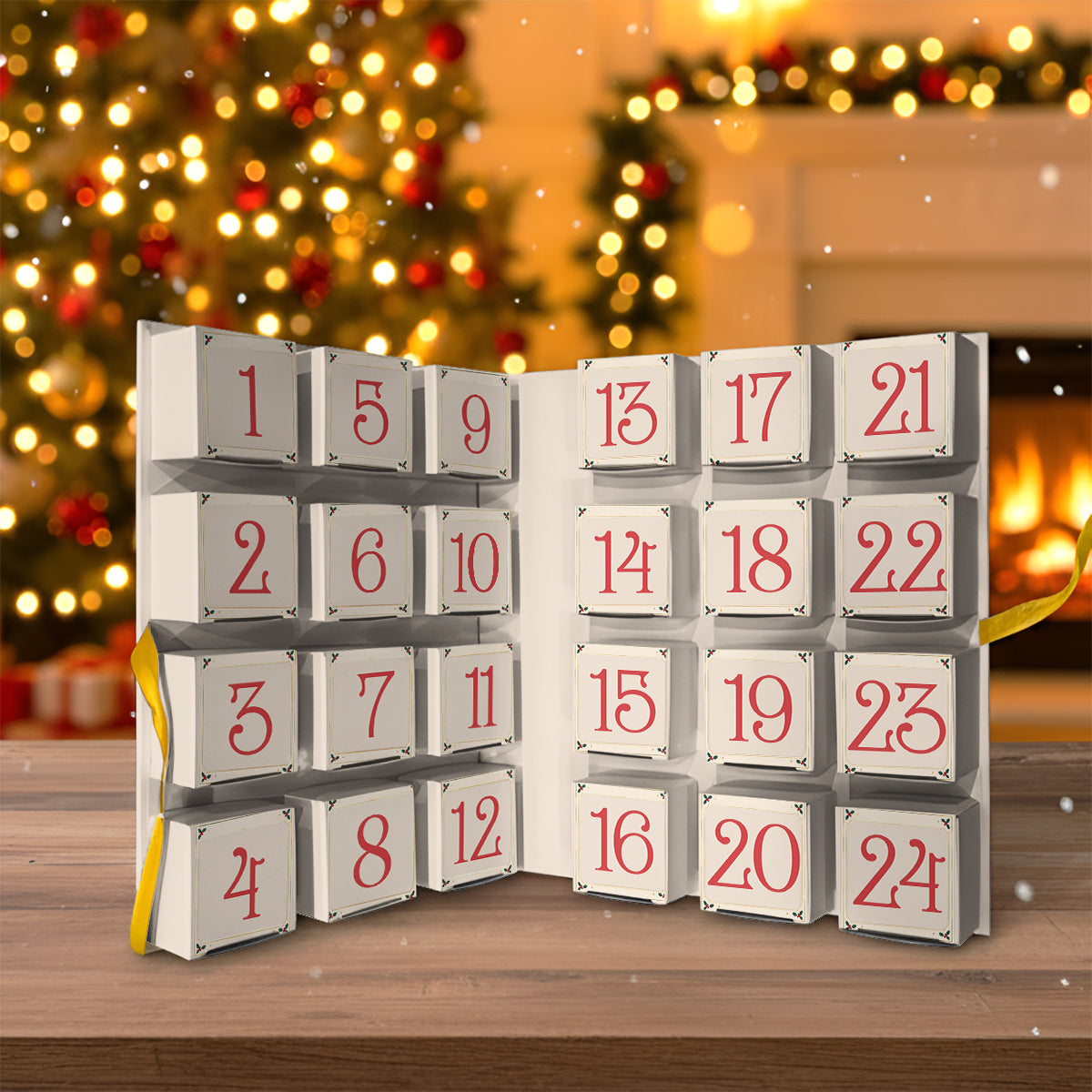 Cadeau de Noël Couple Vache des Highlands - Calendrier de l'Avent Personnalisé avec Ornements