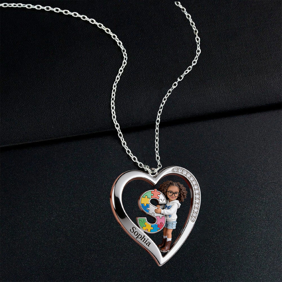 Lettre Autisme - Collier pendentif en métal personnalisé en forme de pendentif, symbole de sensibilisation à l'autisme