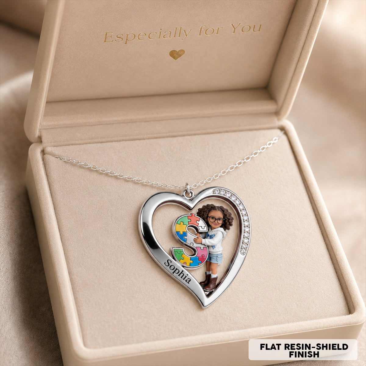 Lettre Autisme - Collier pendentif en métal personnalisé en forme de pendentif, symbole de sensibilisation à l'autisme