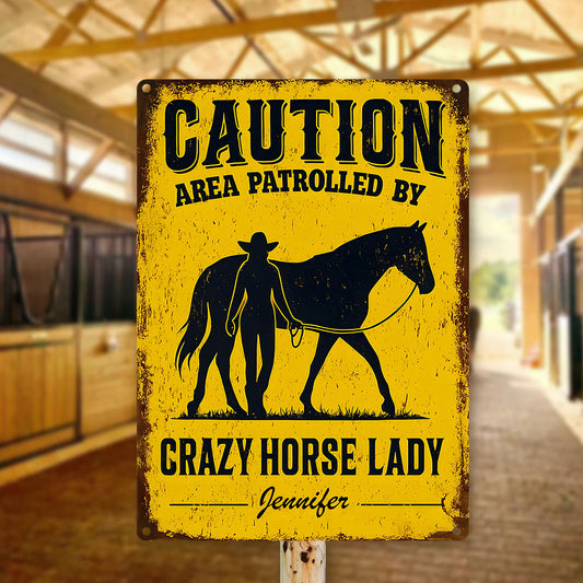 Crazy Horse Lady Area - Personalized Horse Rectangle Metal Sign