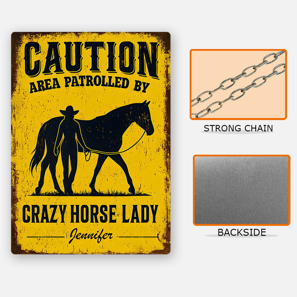 Crazy Horse Lady Area - Personalized Horse Rectangle Metal Sign