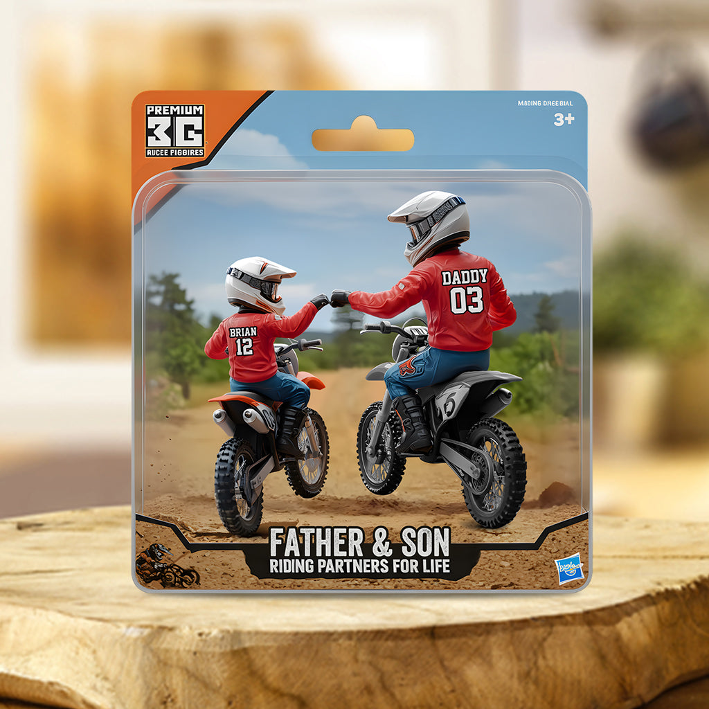 Dirt Bike Dad And Kid - Personalized Dirt Bike Custom Shaped Acrylic Plaque