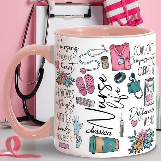 Le métier d'infirmière est un travail de cœur - Mug personnalisé pour infirmière