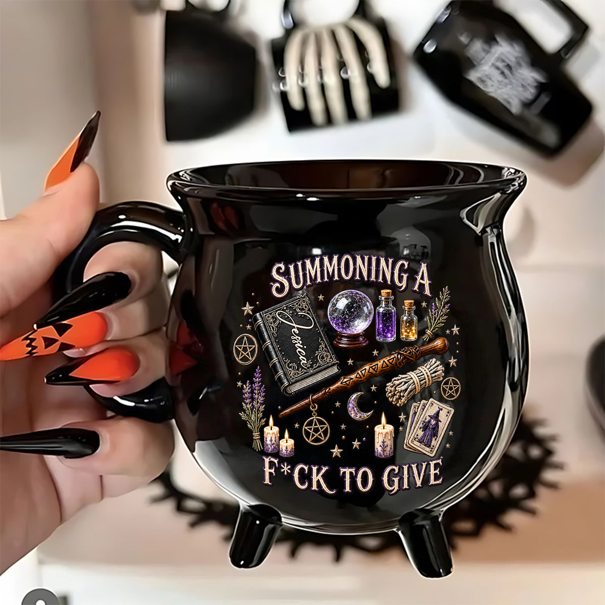 Summoning A Fck To Give - Personalized Witch Cauldron Mug